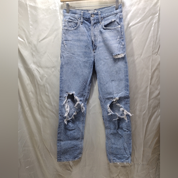 Agolde 90s Jeans in Fall Out Distressed Mid Rise Loose Fit Button Fly Sz 23 - Picture 3 of 12